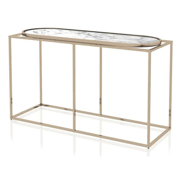 Furniture of America Abair Metal Console Table in Champaign and White