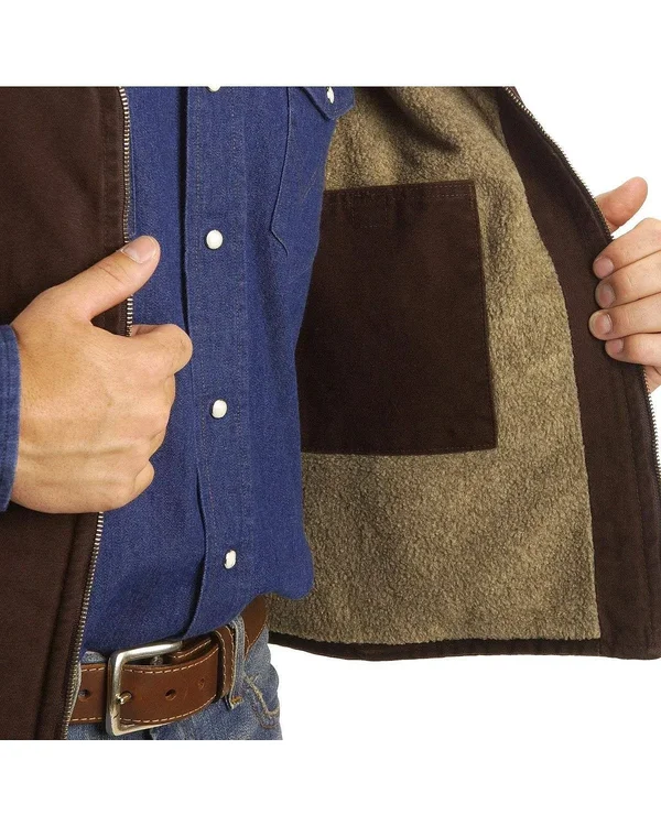 Carhartt Men's Sandstone Sherpa Lined Rugged Vest Dark Brown