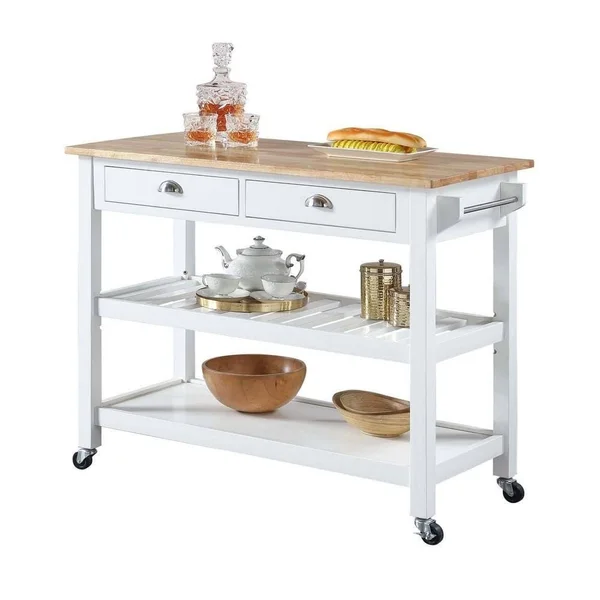 Convenience Concepts American Heritage Butcher Block Top Kitchen Cart