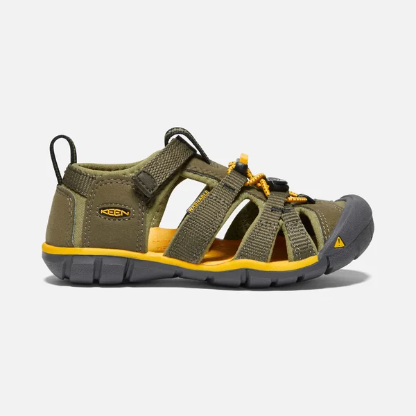 Keen Kids& Seacamp II CNX Sandal - 10 - Military Olive, Saffron