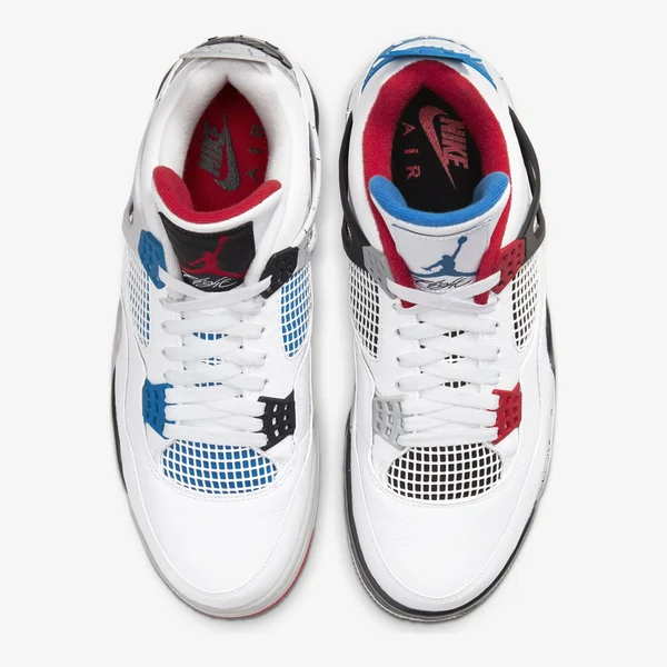 Nike Air Jordan 4 Retro SE “What The” Sneakers - White/Fire Red/Tech Grey/Military Blue - 14