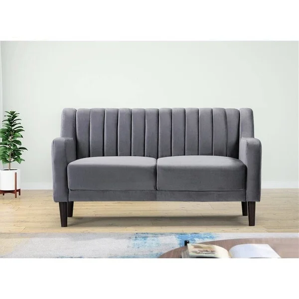 Sabatino Velvet 57.5 Square Arms Loveseat Grey