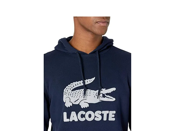 Lacoste Men's Long Sleeve Flocked Graphic Croc Hooded Sweatshirt