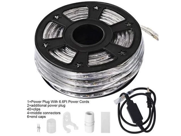 Tangkula 100 ft 2 Wire LED Rope Lights 110V 100ft String Lights Waterproof & Connectable - Ideal for Indoor/Outdoor Use, Back