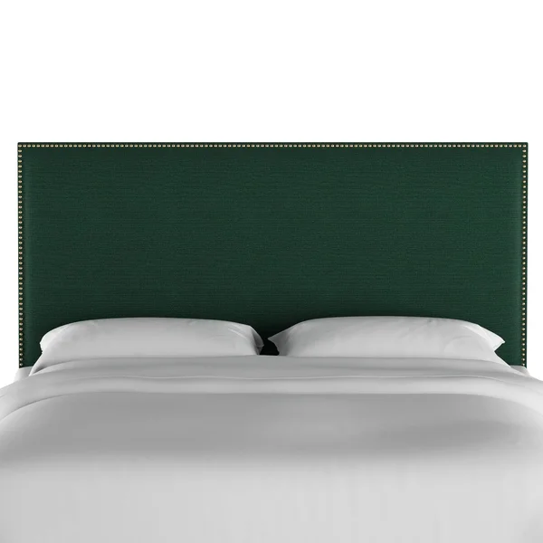 Paiton Nail Button Headboard - Queen - Linen Conifer Green