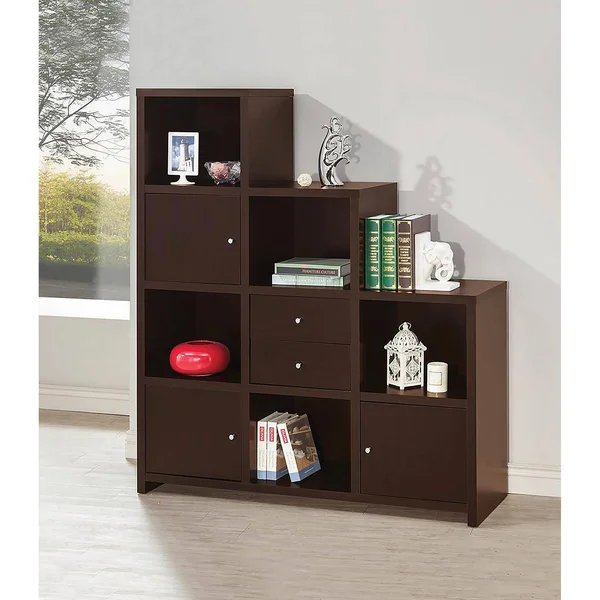 Marietta Contemporary 2-Drawer Bookcase - Cappuccino