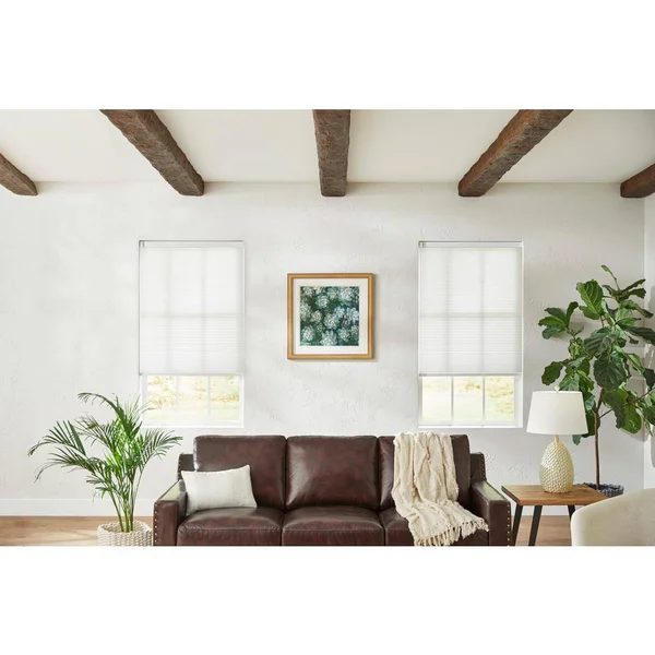 Home Decorators Collection White Cordless Light Filtering Cellular Shade - 45.5 in. W x 72 in. L (Motorization Compatible), Whis