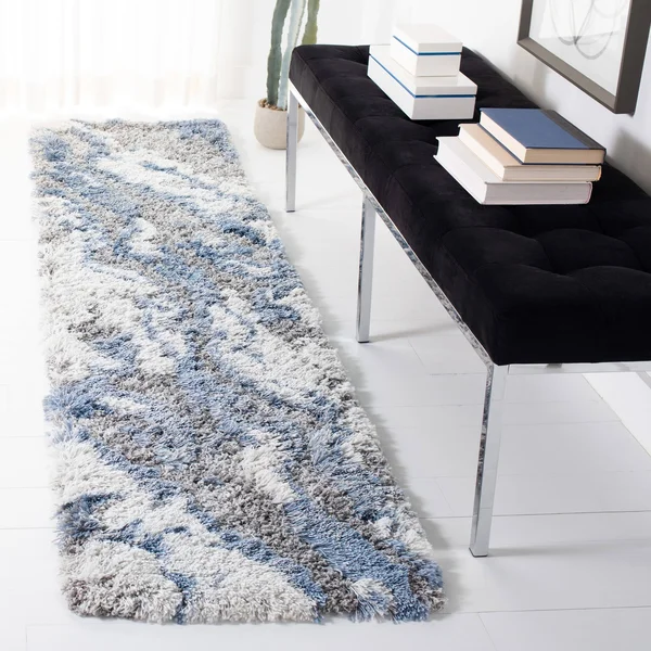 Safavieh Horizon Shag Mukades Flokati Rug - 5&3x22 x 7&7x22 - Grey/Blue