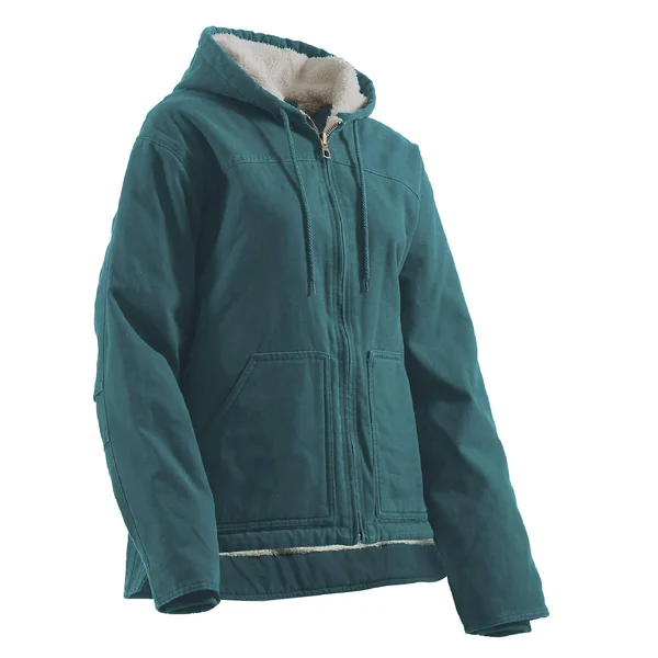Berne Women's Washed Duck Sherpa-Lined Hooded Coat - Baltic Blue