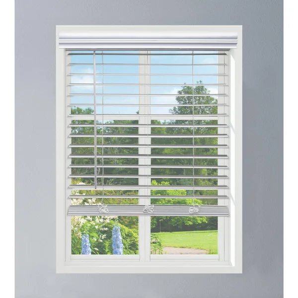 Linen Avenue Custom Cordless Partial Inside Mount Faux Wood Blinds - 21.5 W x 72 H, White