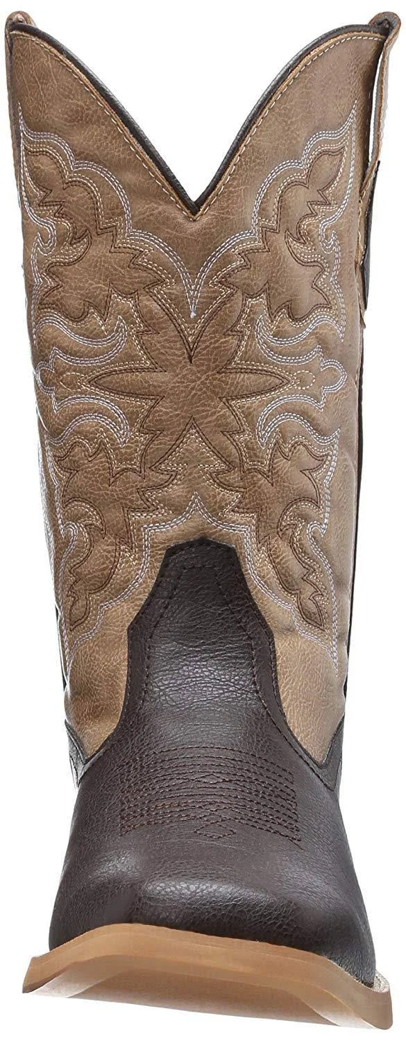 Roper Square Toe Faux Leather Western Boots - Mens, Brown