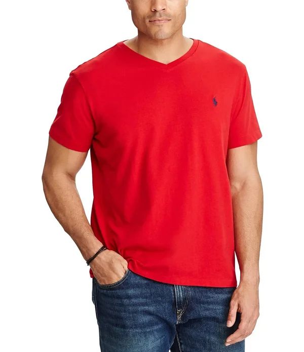 Polo Ralph Lauren Men's Big & Tall Classic Fit V-Neck T-Shirt - RL Red