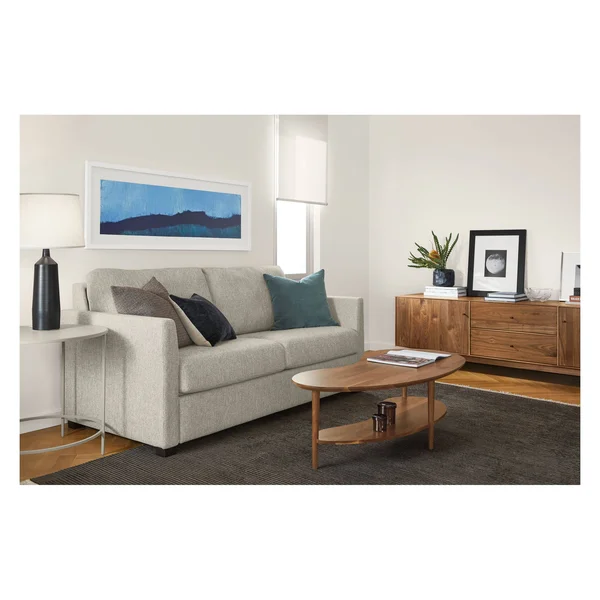 Room & Board - Modern Slim Round End Table 15 Diameter 24H in Slate Blue Blue