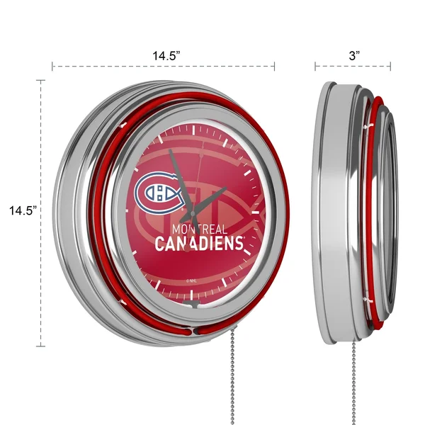 NHL Chrome Double Rung Neon Clock - Watermark - Vancouver Canucks