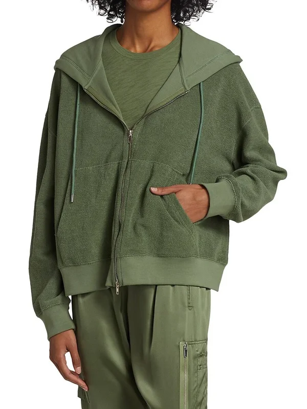ATM Anthony Thomas Melillo Women's REVERSE French Terry Zip Hoodie Agave - Xs