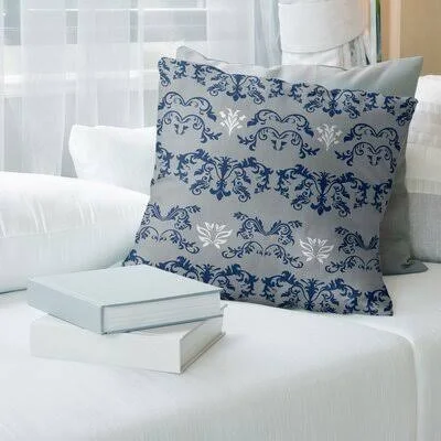 Indianapolis Football Baroque Square Pillow Cover East Urban Home Color: Gray/Navy/White, Size: 18x22 x 18