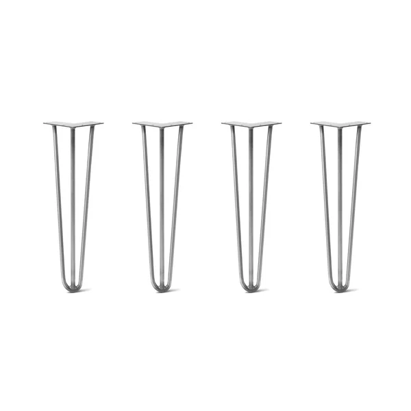 Hairpin Legs Set of 4 - 3-Rod Design - Raw Steel, 14x22, Raw Steel, 1/2x22