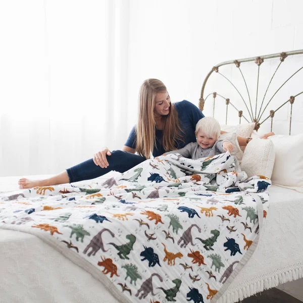 Little Unicorn Big Kid Cotton Muslin Quilt Dino Friends