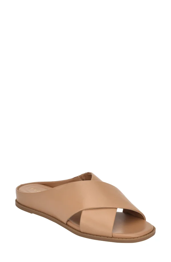 Easy Spirit Women's Evolve Odyssa Criss Cross Band Slide, Size: 7.5, Natural Sheep Leather