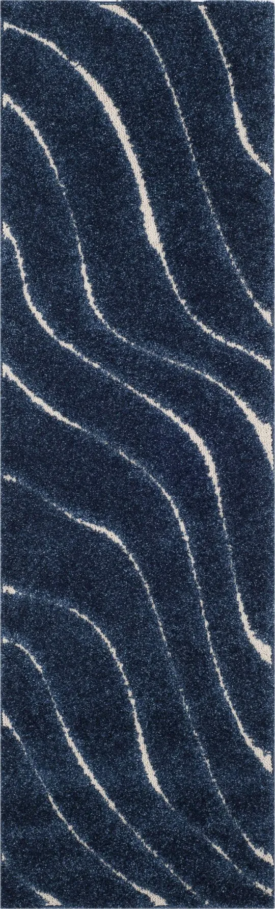 Safavieh Florida Shag Dark Blue/Cream 6 ft. 7 in. x 6 ft. 7 in. Square Area Rug