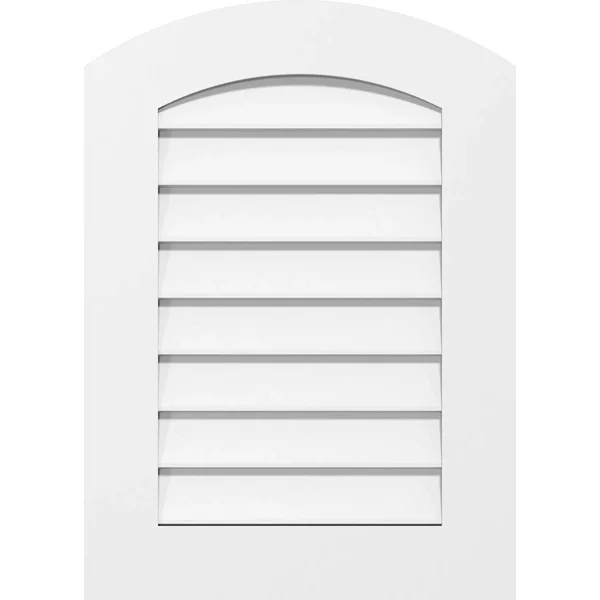 Ekena Millwork GVPAR24X3001SN 24x22W x 30x22H Arch Top Surface Mount PVC Gable Vent: Non-Functional - w/ 3-1/2x22W x 1x22P Standa