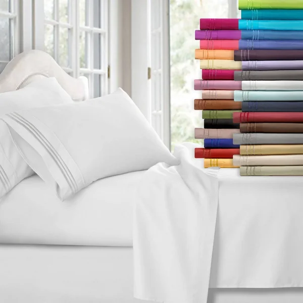 Clara Clark Premier 1800 Series Deep Pocket Bed Sheet Set, Size: Twin-XL, Purple