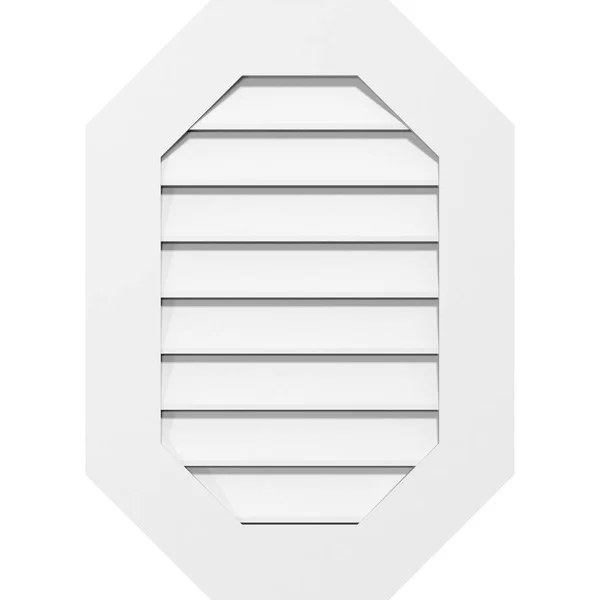 Ekena Millwork GVPOV22X4201SF 22x22W x 42x22H Vertical Elongated Octagon Surface Mount PVC Gable Vent: Functional, w/ 3-1/2x22W
