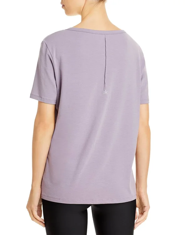Motion Short Sleeve Top in Lavender Smoke - Size: Small, Alo Yoga