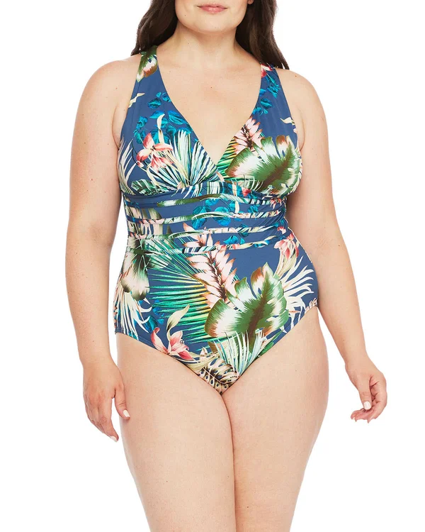Tropical Rain Multi-Strap Cross-Back One Piece blue moon - 0