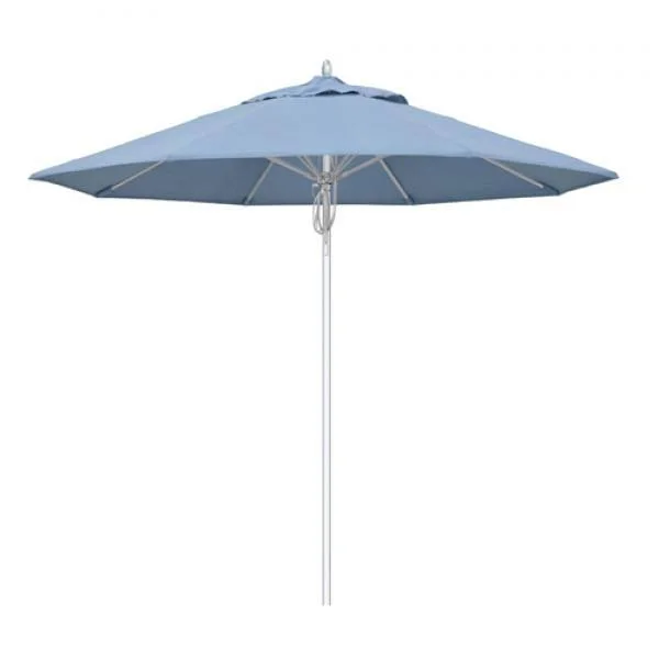 California Umbrella Newport Collection AATF908AH002-5410 9& Patio Umbrella with Silver Anodized Aluminum Pole Fiberglass Ribs Pu