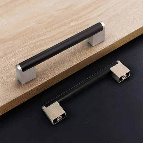 Fulgente European Modern Cabinet Pulls, Stainless Steel Kitchen Cabinets Hardware Drawer Handles Flat Black with Brushed Nickel