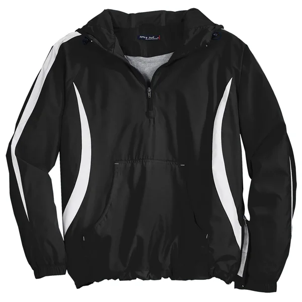 Sport Tek JST63 Colorblock Raglan Anorak - Black/White - 4XL