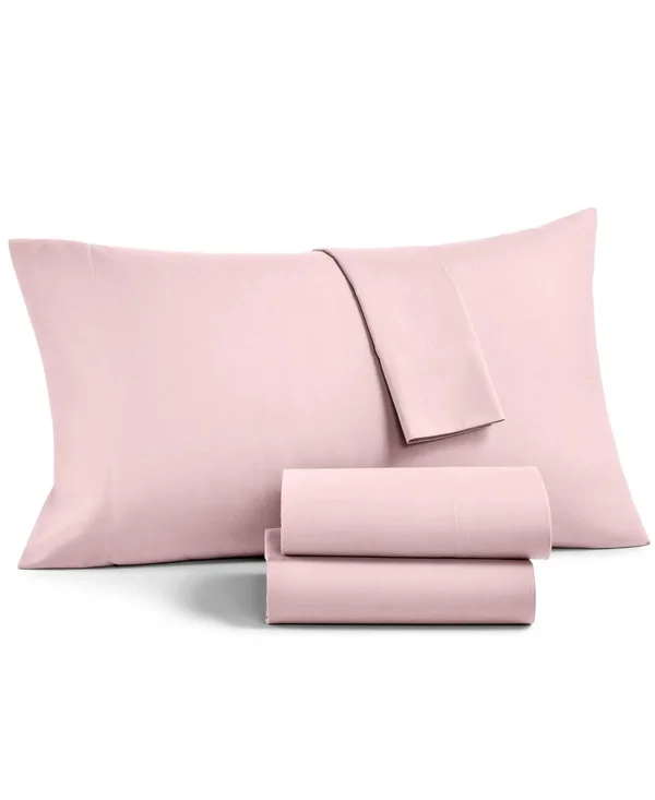 Martha Stewart Essentials Solid Microfiber 4-pc. Full Sheet Set - Created for Macy&s - Blush