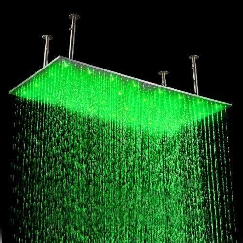 12x22x24x22 Ceiling Mount Rainfall LED Shower Head Include Shower Arm Brushed Stainless Steel