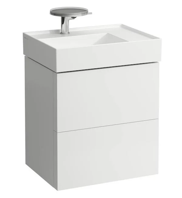 Laufen Kartell 23 5/8x22 Wall Mount Rectangular Shelf Right Bathroom Sink in Grey Matte - Faucet Holes: Without Tap Holes, SKU: H