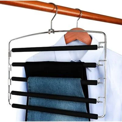 Rebrilliant Pants Hangers Slacks Hangers 2 Pack, Swing Arm Slack Hanger, Space Saving Non-Slip Foam Padded Closet Storage Organi