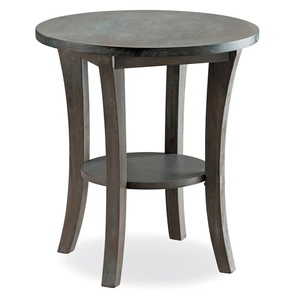 Leick Rustic Wire Brushed Driftwood Round Side Table