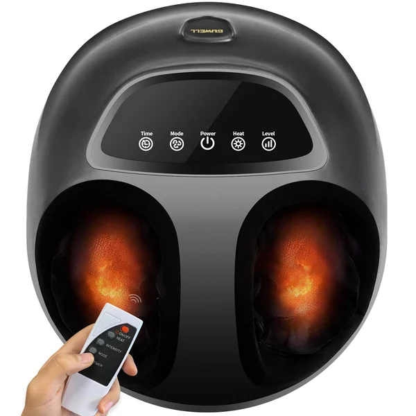GUWELL Foot Massager Machine with HEAT, Shiatsu Deep Kneading, Multi-Level Settings, Air Compression for Women Men, Remote Contro