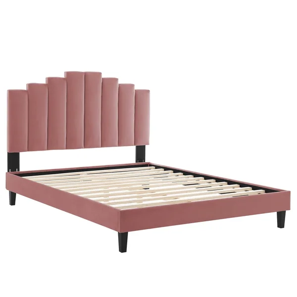 Modway Elise King Performance Velvet Platform Bed MOD-6878, Dusty Rose