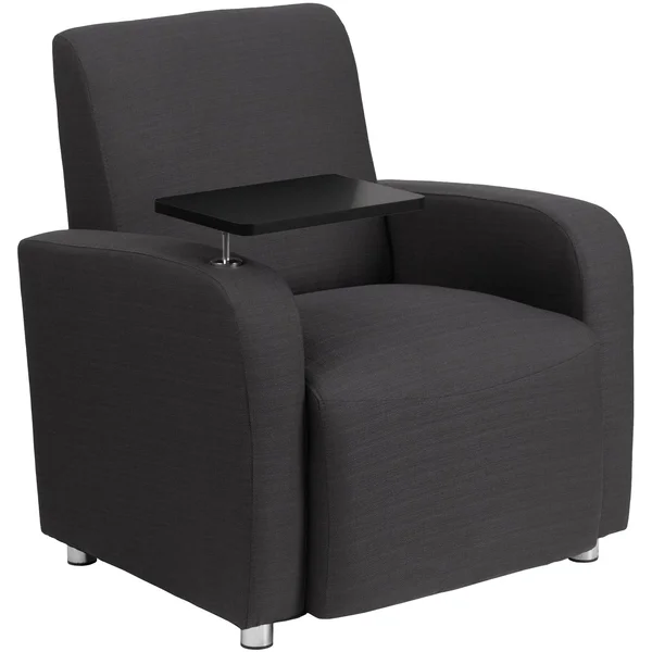 Flash Furniture Fabric Guest Chair with Tablet Arm and Chrome Legs, Gray
