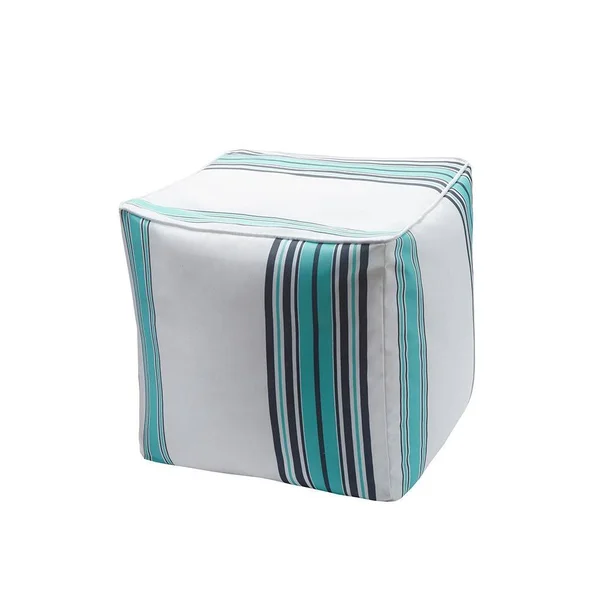 Madison Park Newport Printed Stripe 3M Scotchgard Outdoor Square Pouf
