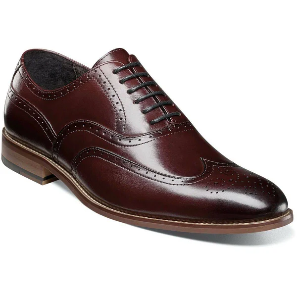 Stacy Adams Men's Dunbar Wingtip Oxford Burgundy 10.5