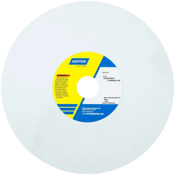 Norton 07660704657 8 x 1 x 1 3SG-100I Type 01 Premium Ceramic Bench Wheel, AA Abrasives