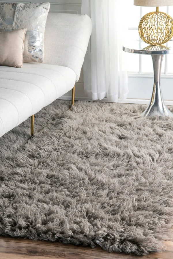 nuLOOM Genuine Greek Flokati Hand Woven Natural Gray 8& x 10& Area Rug
