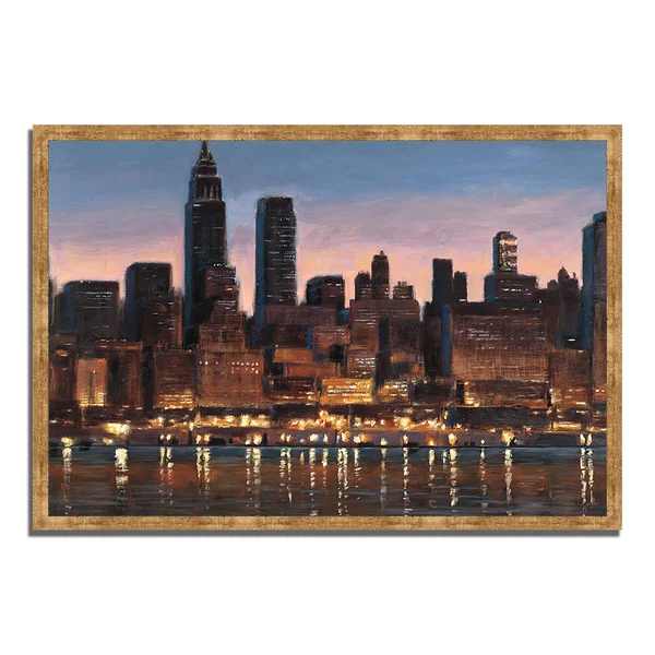 Winston Porter 'Manhattan Reflection' Framed Acrylic Painting Print - Brown