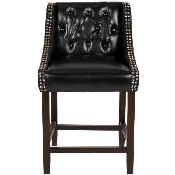 Carnegy Avenue 36 in. Black Leather Barstool (Set of 2)
