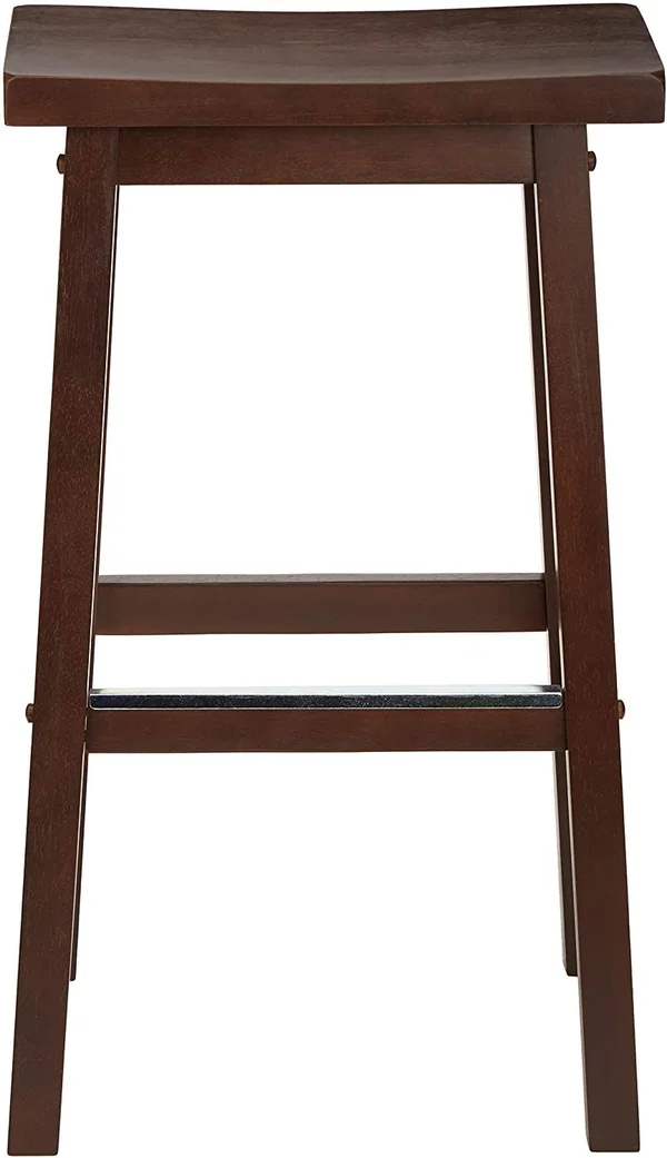 Basics Classic Solid Wood Saddle-Seat Kitchen Counter Stool with Foot Plate 29 inch, Walnut, Set of 2, 31.6 x 15.0 x 11.3 inches