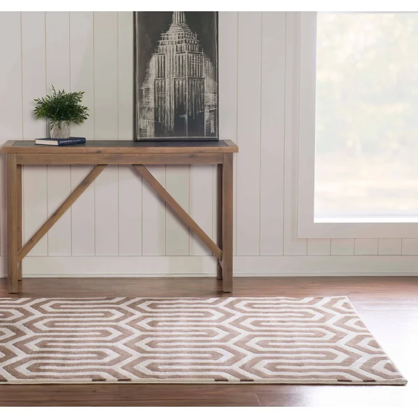 Linon Roma Tangent Geometric Rug, Grey, 5x7 ft
