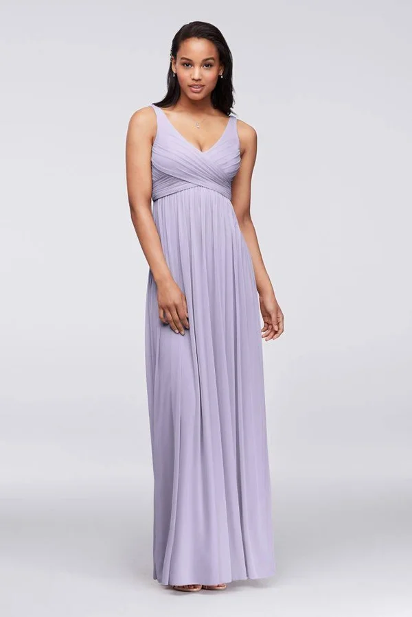 Long Mesh Bridesmaid Dress with Cowl Back Detail - Iris (Purple), 10