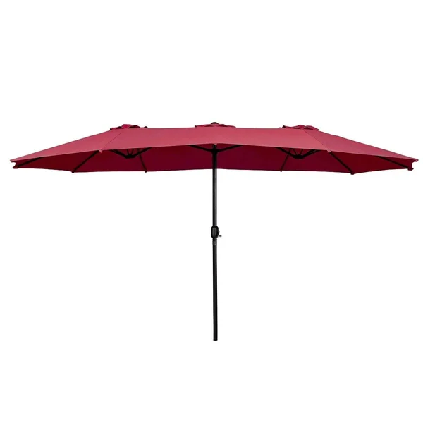 15& Double-Sided Outdoor Offset Patio Umbrella, Base Not Included - Burgundy